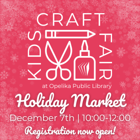 Kids Craft Fair Holiday Market December 7th 10:00-12:00 Registration now open!